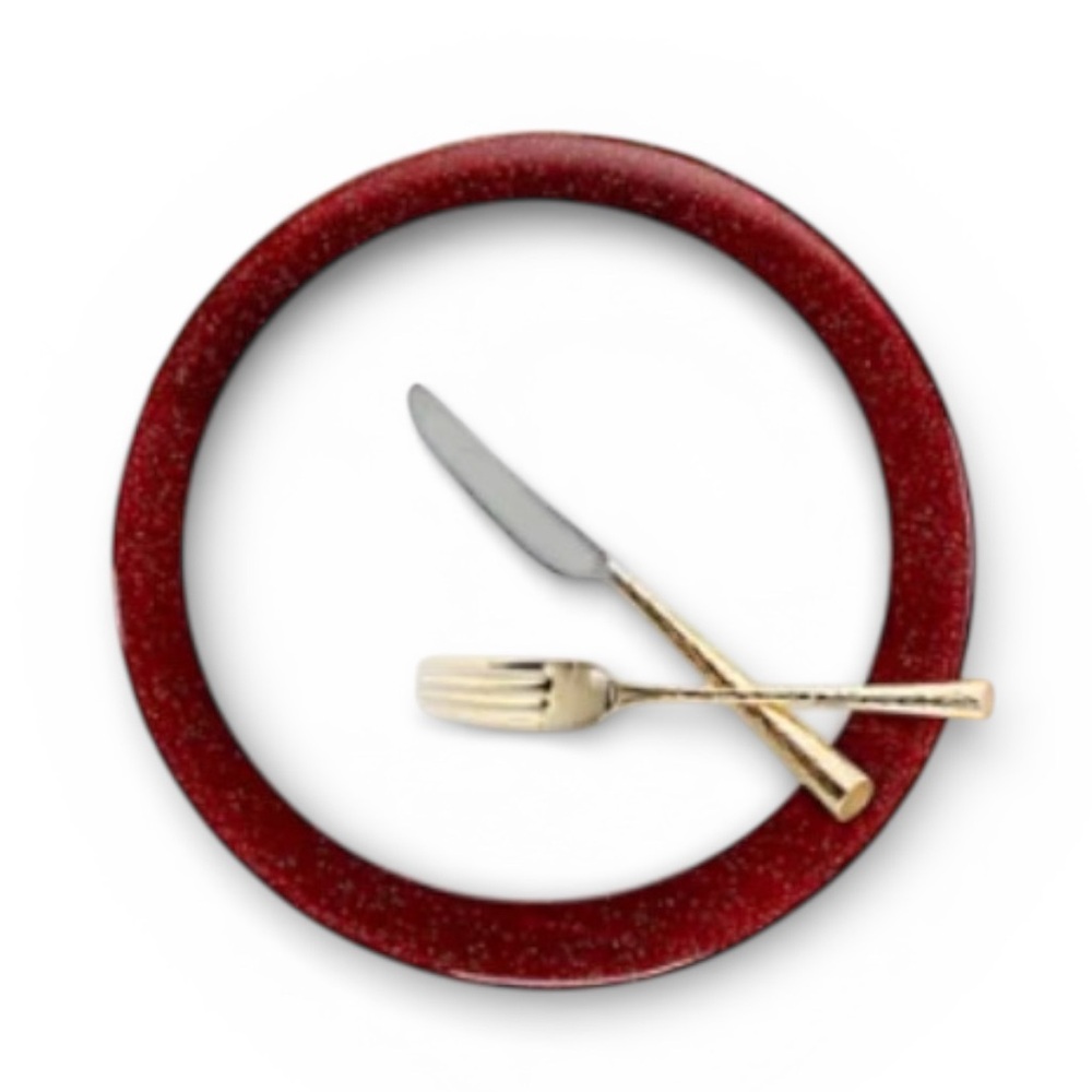 Set of 4 Villeroy & Boch Sparkle Vibrant Ruby Red 13.5” Glass Charger Plates - Picture 5 of 10